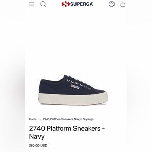 Superga Navy Platform Sneakers